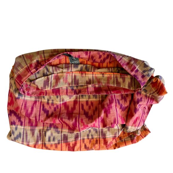 Lauren Ralph Lauren Wrap Skirt Women's 22W PLUS Geo Ikat Cotton Knee-Length NWT - Picture 11 of 16